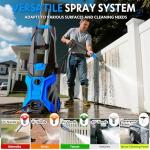 Power washers for Home, 4 Quick-Connect Nozzles & Adjustable Soap Tank Washers for Cars, Driveways, Patios, Fences, Home Cleaning (Blue)