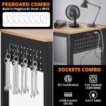 Attracoast 2000LB Heavy-Duty & 47" Adjustable Garage Workbench with Locking Casters - Portable Workbench with 20 Hooks & Outlets