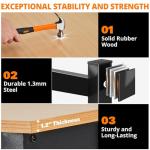 Attracoast 2000LB Heavy-Duty & 47" Adjustable Garage Workbench with Locking Casters - Portable Workbench with 20 Hooks & Outlets