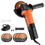 WorkNeon 850W Angle Grinder: 4-1/2 Inch Angle Grinder - 11000RPM Angle Grinder Tool with 5pcs Cutting & Grinding Wheels, Auxiliary Handle for Cutting, Polishing & Rust Removal, Slide Switch