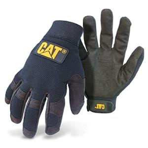 Cat® CAT012212M Spandex Back Utility Gloves – Black, Medium, Water-Resistant Clarino Palm Gloves with Adjustable Wrists