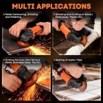 WorkNeon 850W Angle Grinder: 4-1/2 Inch Angle Grinder - 11000RPM Angle Grinder Tool with 5pcs Cutting & Grinding Wheels, Auxiliary Handle for Cutting, Polishing & Rust Removal, Slide Switch