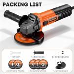 WorkNeon 850W Angle Grinder: 4-1/2 Inch Angle Grinder - 11000RPM Angle Grinder Tool with 5pcs Cutting & Grinding Wheels, Auxiliary Handle for Cutting, Polishing & Rust Removal, Slide Switch