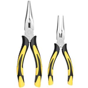 ZUZUAN Premium Long Needle Nose Pliers- 8” & 6‘’, Paper Clamp Precision, High Carbon Steel, Soft Grip with Wire Cutter, Long Nose Cutting Pliers for Home, Fishing, Jewelry, Crafts,2pcs