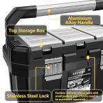 Anyyion 19 Inch Tool box with Removable Tray, Truly Strong and Durable For Craft Storage, Household,(Interna Sizel:17.83"L*8.82"W*6.69"H)