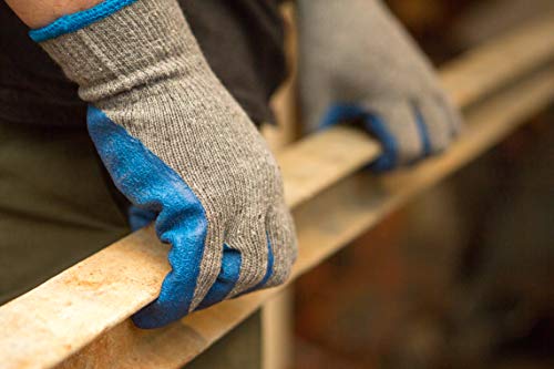 12 Pairs Medium Rubber Latex Work Gloves for Construction - Blue