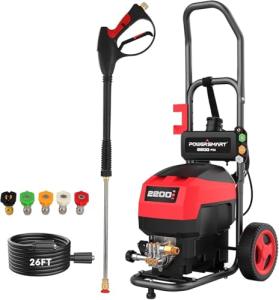 PowerSmart Electric Pressure Washer, 1.8GPM 4000PSI Max Power Washer with 35FT Power Cord & 27FT Hose, Soap Tank,Spray Gun