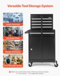 VEVOR Rolling Tool Chest, 2-in-1 Design, 5 Drawers Tool Cabinet Organizer with Detachable Top Metal Toolbox, Lock Bar, Protective Liner, and Tools Rack, Garage Storage Cabinet for Warehouse, Workshop