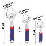 WORKPRO 3-piece Adjustable Wrench Set CR-V with Rubberized Anti-Slip Grips 10-inch, 8-inch, 6-inch