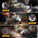 ADOTOCAM Angle Grinder, 20V Brushless Cordless, 4-1/2 Inch, Compatible with Dewalt Battery (No Battery), with Metal Grinding Wheel, for Cutting, Grinding, Polishing, Carving