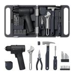 HOTO 25PCS Household Tool Kit with 16V Brushless Drill, Smart Display, 50 N·m Torque, 32 Torque Settings, USB-C Charging, LED Light, Includes Hammer, Wrench, Pliers, 8 x Drill Bits, 10 x Bits