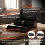 Black Canyon 16 Inch Tool Box, Metal Tool Box, 0.8mm Carbon Steel, Portable&Padlockable, 4 Non-Slip Foot Pads, Ideal for Trailer, Mechanic, DIY-ers, Car Toolbox, Workshops, Garages, Repair Shops