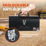 Black Canyon 16 Inch Tool Box, Metal Tool Box, 0.8mm Carbon Steel, Portable&Padlockable, 4 Non-Slip Foot Pads, Ideal for Trailer, Mechanic, DIY-ers, Car Toolbox, Workshops, Garages, Repair Shops