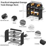 CCCEI Modular Pegboard Rack Power Tool Organizer with Charging Station. 4 Layer Wall Mount Drill Holder, Tool Battery Charger Organizer. Garage Shop Storage Utility Shelf with 10FT Power Strip.