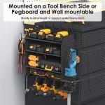 CCCEI Modular Pegboard Rack Power Tool Organizer with Charging Station. 4 Layer Wall Mount Drill Holder, Tool Battery Charger Organizer. Garage Shop Storage Utility Shelf with 10FT Power Strip.
