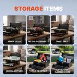 Black Canyon 16 Inch Tool Box, Metal Tool Box, 0.8mm Carbon Steel, Portable&Padlockable, 4 Non-Slip Foot Pads, Ideal for Trailer, Mechanic, DIY-ers, Car Toolbox, Workshops, Garages, Repair Shops