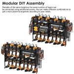 CCCEI Modular Pegboard Rack Power Tool Organizer with Charging Station. 4 Layer Wall Mount Drill Holder, Tool Battery Charger Organizer. Garage Shop Storage Utility Shelf with 10FT Power Strip.