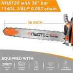 120cc Gas Powered Chainsaw with 36 Inch Bar, 8.4hp 6.2kw Big Large Chain saw 2-cycle Motosierra De Gasolina for Extreme Logging Cutting, All Parts Fit for Husqvarna 3120 Xp, NEOTEC NH8120 Chainsaw Gas