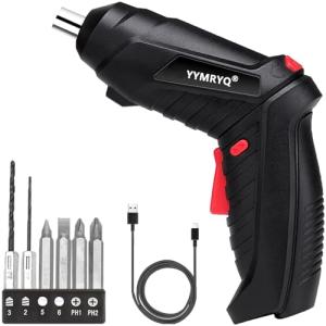 8 in 1 Electric Screwdriver, 3.6V Cordless Drill Screwdriver Rechargeable, 3.5N·m Max Torque Electric Screw Gun with 6 Accessory Kit, Micro USB, Front LED Light, Easy for Small Home Projects