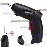 8 in 1 Electric Screwdriver, 3.6V Cordless Drill Screwdriver Rechargeable, 3.5N·m Max Torque Electric Screw Gun with 6 Accessory Kit, Micro USB, Front LED Light, Easy for Small Home Projects