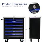 RYH 4/5/6/7 Drawers Rolling Tool Chest -Heavy Duty Mobile Metal Tool Box with Locking Wheels, with Stainless Steel Worktop, Garage Tool Storage Cabinet (Black-Blue, 7-Drawers 30.7" H×25.9" W)