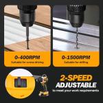 Aowei Cordless Drill Set/Driver, 20V Electric Power Drill With Battery And Charger, 40N Torque, 20+1 Settings, 2 Batteries,3/8-Inch Keyless Chuck, Driver Bits Kit, LED Light