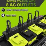 Large Power Tool Organizer Wall Mount with Charging Station, 8 Outlet Power Strip, 4 Layers 8 Drill Holder Heavy Duty Metal Tool Storage Loads 420lbs with Screwdriver Holder, Utility Racks for Garage