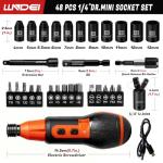 LLNDEI 31Pcs Electric Screwdriver, 4V Cordless Screwdriver Rechargeable with 15PCS Bits & 11PCS 1/4" Sockets, Power Screwdriver with Extension Bar, Adapters and Universal Joint.