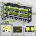 Large Power Tool Organizer Wall Mount with Charging Station, 8 Outlet Power Strip, 4 Layers 8 Drill Holder Heavy Duty Metal Tool Storage Loads 420lbs with Screwdriver Holder, Utility Racks for Garage