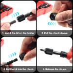 LLNDEI 31Pcs Electric Screwdriver, 4V Cordless Screwdriver Rechargeable with 15PCS Bits & 11PCS 1/4" Sockets, Power Screwdriver with Extension Bar, Adapters and Universal Joint.