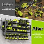 Large Power Tool Organizer Wall Mount with Charging Station, 8 Outlet Power Strip, 4 Layers 8 Drill Holder Heavy Duty Metal Tool Storage Loads 420lbs with Screwdriver Holder, Utility Racks for Garage