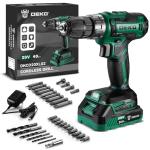 Power Drill Cordless: DEKO PRO Cordless Drill 20V Electric Power Drills Set Tool for Women with Battery and Charger 20 Volt Drills Driver Kit Green