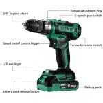 Power Drill Cordless: DEKO PRO Cordless Drill 20V Electric Power Drills Set Tool for Women with Battery and Charger 20 Volt Drills Driver Kit Green