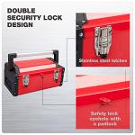 Jack Boss Metal Tool Box Steel 16" Inch Tool Organizer Box Durable Portable Tool Storage with Alum Alloy Handle Double-Lock Toolbox & Removable Tray …