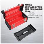 Jack Boss Metal Tool Box Steel 16" Inch Tool Organizer Box Durable Portable Tool Storage with Alum Alloy Handle Double-Lock Toolbox & Removable Tray …