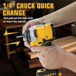 Cordless Impact Driver for Dewalt 20V Battery, Brushless 1/4" Impact Driver, 3-Speed(0-3250 RPM), 3800 IPM Power Impact Drill with LED Light, for Home Improvement Tasks(no battery)