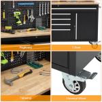 61-inch Rolling Tool Chest, 10 Drawers Garage Workbench Storage Tool Cabinet with Power Strip, Solid Rubber Wood Top, 1675 LBS Load Mobile Workstation, Heavy Duty Rolling Cabinet