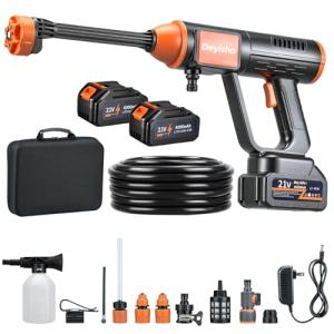 Deyisha 1750 PSI Upgraded Cordless High Pressure Washer with Brushless Motor, 2 * 4.0Ah Battery, 6-in-1 Nozzle, Smart Touch Screen, Stroage Bag, Handheld Portable Pressure Washer