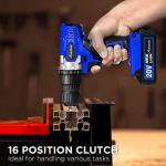 AVID POWER 20V MAX Lithium lon Cordless Drill Set, Power Drill Kit with Battery and Charger, 3/8-Inch Keyless Chuck, Variable Speed, 16 Position and 22pcs Bits (Blue)