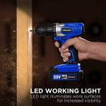 AVID POWER 20V MAX Lithium lon Cordless Drill Set, Power Drill Kit with Battery and Charger, 3/8-Inch Keyless Chuck, Variable Speed, 16 Position and 22pcs Bits (Blue)