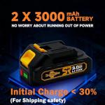 RhovixStar Cordless Drill Set with Battery And Charger,Power Drill Tool Set 20v,1/2-Inch Keyless Chuck,Variable Speed (Equipped with two batteries)