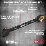 Premium 24-Piece Ratcheting Wrench Set, SAE & Metric Combination Wrenches, 8–19mm / 1/4″–7/8″, 72-Tooth CR-V Steel with Durable Black Finish, Ratchet Spanners with Roll-Up Tool Pouch for Repair