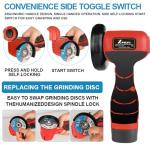 ZFULVO Cordless Brush Angle Grinder Kit, 19500rpm Mini Electric Angle Grinding Tool with 2pcs 16.8V 2000mAh Batteries and 5-Cutting Discs, Grinder Handheld Cutter for Metal Wood