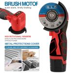 ZFULVO Cordless Brush Angle Grinder Kit, 19500rpm Mini Electric Angle Grinding Tool with 2pcs 16.8V 2000mAh Batteries and 5-Cutting Discs, Grinder Handheld Cutter for Metal Wood