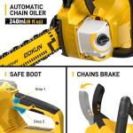 DDKUN 16-Inch Brushless Cordless Chainsaw, 40V (2 x 20V MAX) Battery Chain Saw Compatible DeWal Battery,Ideal for Wood/Tree Cutting, Pruning,(Tool Only)