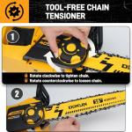 DDKUN 16-Inch Brushless Cordless Chainsaw, 40V (2 x 20V MAX) Battery Chain Saw Compatible DeWal Battery,Ideal for Wood/Tree Cutting, Pruning,(Tool Only)