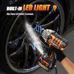 MAGSEN 1/2 inch Cordless Impact Wrench, 900Ft-lbs (1200N.m) High Torque Brushless Impact Gun,3800RPM,2x4000mAh Battery, 5 Sockets,LED Light,Electric Impact Motor Variable Speeds for Car/Mower/Pickup