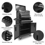 Torin 5-Drawer Rolling Tool Chest: Metal Tool Box with Wheels, Removable Top Tool Box, Liner, Adjustable Shelf and Locking Mechanism for Garage Workshop,Black