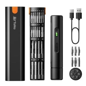 MrToNo Electric Screwdriver, Cordless Screwdriver Set, Power Screwdriver Set, 3 Torque Settings, 1500mAh Battery, 33 Magnetic Bits, LED Light, Rechargeable Tool for Furniture, DIY, Household Repair