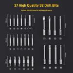 MrToNo Electric Screwdriver, Cordless Screwdriver Set, Power Screwdriver Set, 3 Torque Settings, 1500mAh Battery, 33 Magnetic Bits, LED Light, Rechargeable Tool for Furniture, DIY, Household Repair